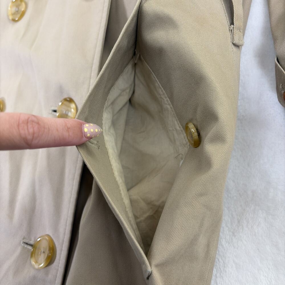 Vintage Burberry Women's Size 4 Long Khaki Nova Check Trench Coat 80s Union Made - Picture 8 of 15